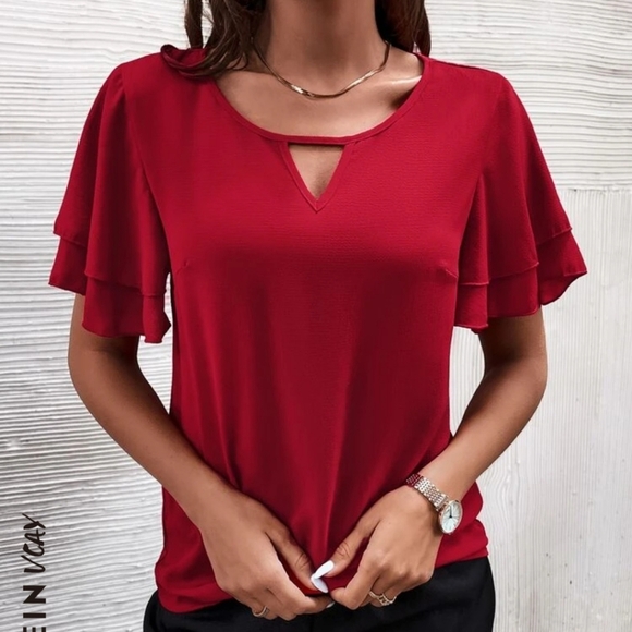 Shein Keyhole Neckline Butterfly Sleeve Blouse XXL, (14) - Picture 1 of 4